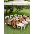 thumbnail image 3 of Outdoor Tablecloth with Umbrella Hole and Zipper, Yellow Brown Rectangle Table Cloth 60x120 Inch Waterproof Tablecloth, Farmhouse Dog Paw Vintage Picnic Table Cover for Patio Camping, 3 of 7