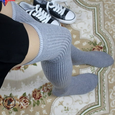 

Women Over Knee Wool Knit Long Socks Winter Thigh-Highs Warm Socks Tight Stocking