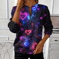 thumbnail image 2 of Yangnuo Womens Trendy Casual Valentine's Day Printed Half-Zip Blouses Tops Women's Loose Round-neck Sweatshirt, 2 of 5