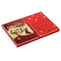 Global Printed Products 10 Foil and Glitter Holiday Cards with White Envelopes - Featuring Stocking and Merry Christmas Designs - GPP-0086-D