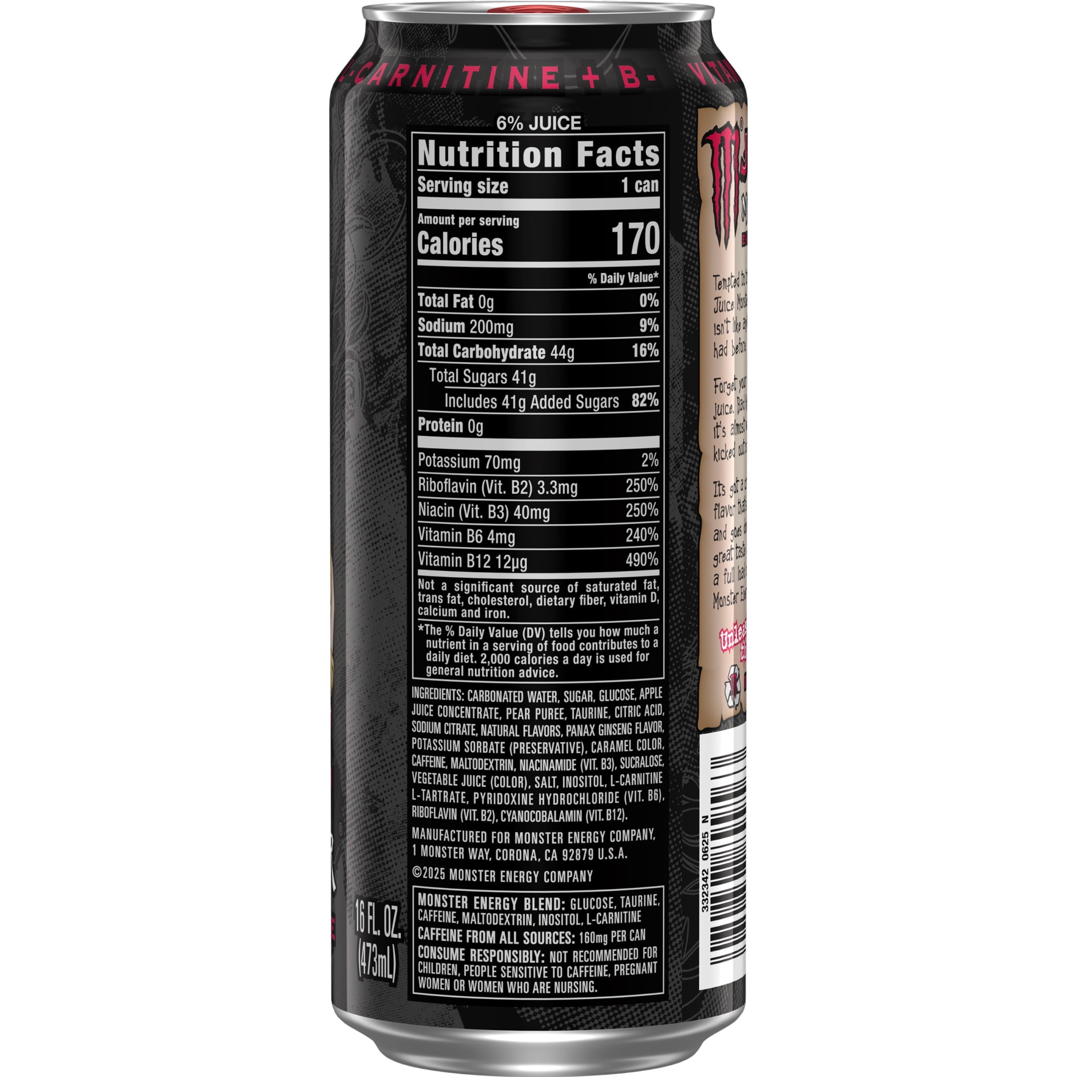 Juice Monster, Bad Apple, Juice + Energy Drink, 16 fl oz, Can