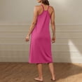 thumbnail image 4 of SHTXOZHI Spaghetti Strap Dresses for Women Summer Sleeveless Casual Beach Sundress with Pockets, 4 of 7