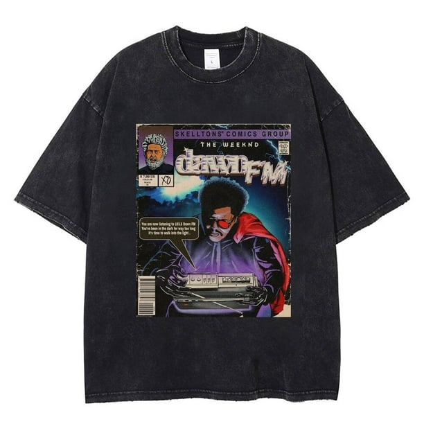 Camisetas Vintage The Weeknd de los 90 para hombre camisa 100 de algodon lavado camisetas con grafico Retro camisetas negras de Hip Hop Unisex