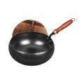 thumbnail image 4 of Fancyes WOK Pan Cooking Wok Koch Dish Manual Forging Multi -purpose Universal Wooden Handle Flat Lower Chinese Wok for Camping Restaurant with lid, 4 of 8