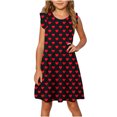 thumbnail image 1 of Swstbby Économies d'Été Liquidation 2025! Robe d'Été pour Filles, Robe d'Été à Manches à Volants pour Enfants 4-14T Rouge 7-8 Ans, 1 of 5