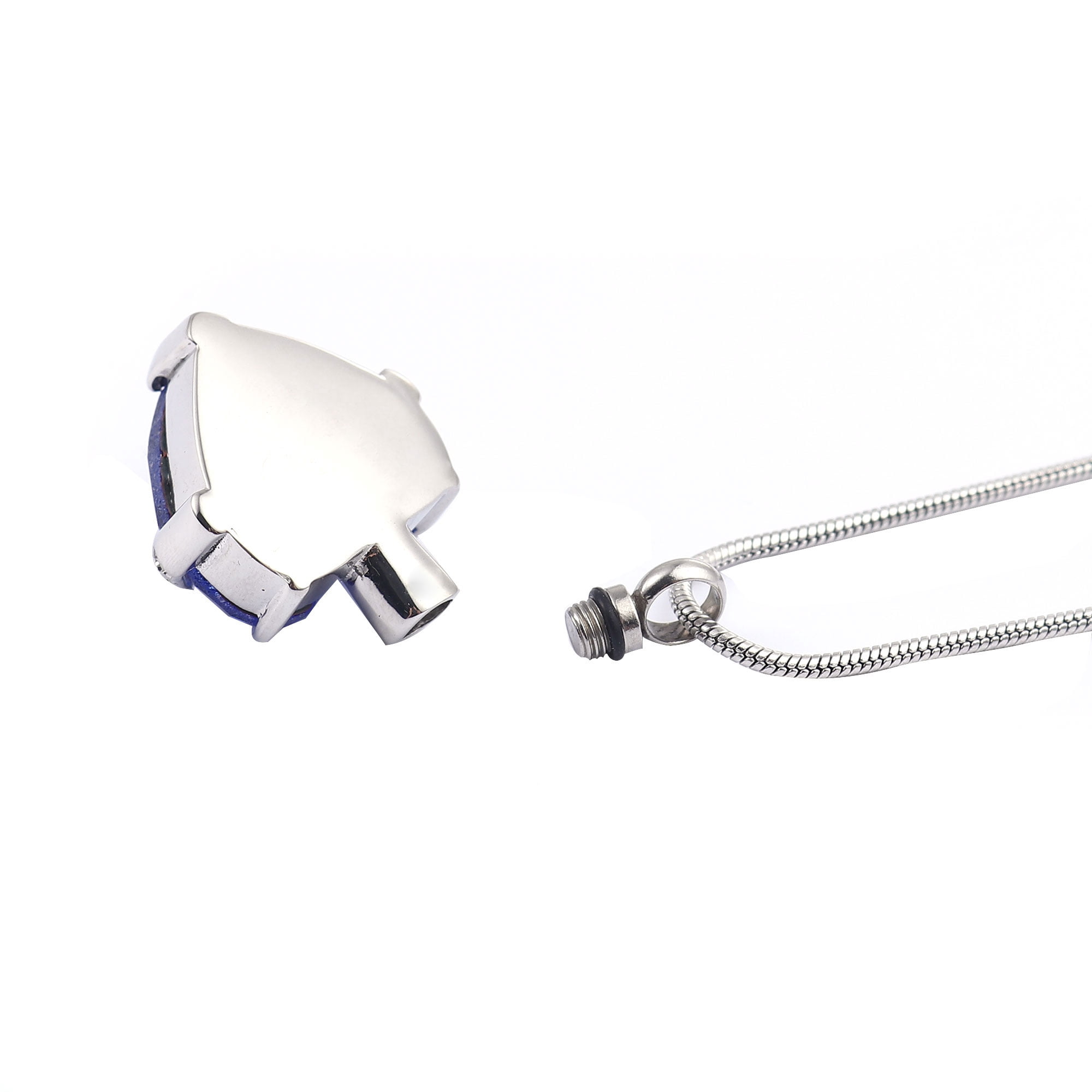 Women's Blue "Always in My Heart" Rhinsestone Heart Cremation Urn Necklace for Ashes Funeral Remembrance Urn Jewelry Memorial Pendant with Free Fill Kit and Gift Box