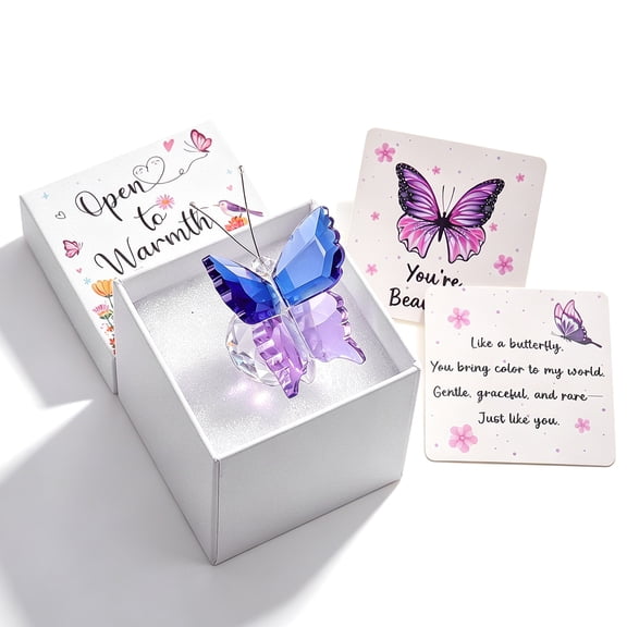 sixwipe Crystal Butterfly Figurines with Clear Ball Base, Butterfly Ornaments, Animal Collectibles Crystal Decoration for Christmas Wedding Party Gifts for Women