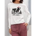 thumbnail image 2 of Festive Christmas Cow Lights Women's Long Sleeve, 2 of 4