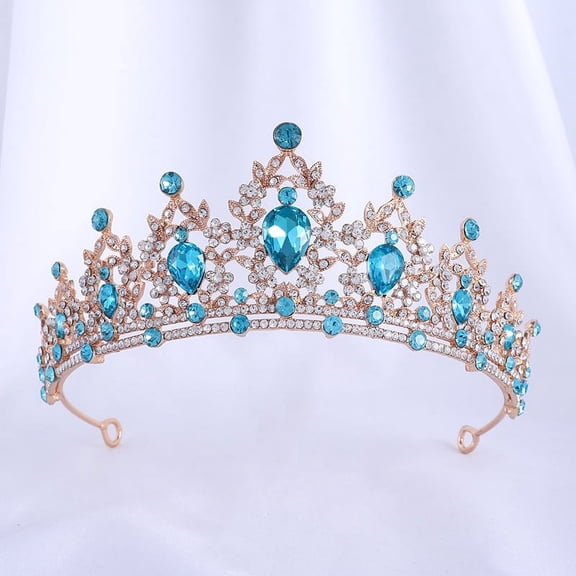 NAMZI Wedding Tiara for Bride Princess Tiara Headband Bridal Crown,Crystal Rhinestone Hair Jewelry Decor for Queen Girl Bride Birthday Prom Wedding Pageant Halloween Costume Party(Light Blue)