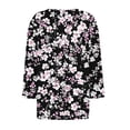 thumbnail image 4 of Blusas para las Mujeres Casual, 3/4 Manga Floral Estampado Camiseta de Moda Top Hecho de Poliéster Transpirable Suave para el Uso Diario de Primavera Otoño, Tops de Blusa para las Mujeres, 4 of 9