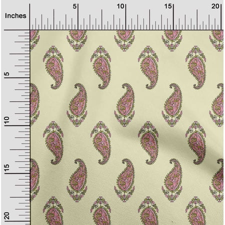 oneOone Cotton Flex Light Yellow Fabric Ethnic Block Diy Clothing Quilting Fabric Print Fabric By Yard 40 Inch Wide