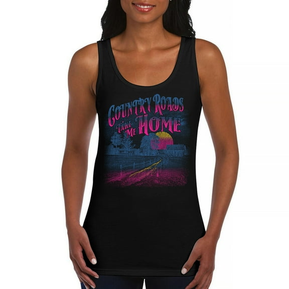 Country Roads Take Me Home Women's Tank Top Vintage American Farm Mountain Sunset Retro Country Music Fan Vibes