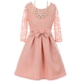 thumbnail image 1 of Little Girl Floral Lace Top Bow Flower Holiday Party Flower Girl Dress USA Blush 2 JKS 2104 BNY Corner, 1 of 5