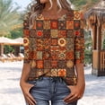 thumbnail image 3 of Pounoo Womens 3/4 Sleeve Tops Crewneck Floral Print Relaxed Fit Breathable Blouse Tropical Flower Vacation Casual Spring Summer Everyday Outfits Gift, 3 of 7