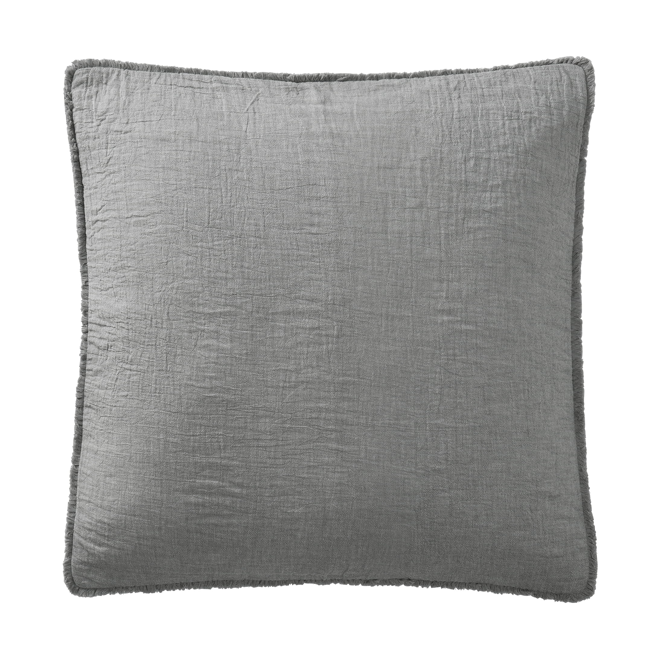 (2 pack) Better Homes & Gardens 22" x 22" Grey Oversized Cotton Gauze Fringe Decorative Pillow