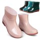 thumbnail image 2 of Botas de lluvia cortas de plástico 3508, zapatos de agua para mujer, tubo bajo, PVC, tendón de res, suela gruesa, forro polar, zapatos de trabajo de color sólido, botas de lluvia impermeables, 2 of 5