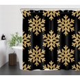 thumbnail image 3 of Christmas Shower Curtain Decor, Winter Snowflake Black and Gold Shower Curtain for Bathroom 72Wx72L Inch Polyester Fabric Bathroom Decoration Bath Curtains Hooks Included, 3 of 6