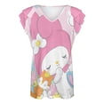 thumbnail image 4 of Kuromi And My Melody Womens Summer Tops Ruffle Short Sleeve Tunic Tops V Neck Loose Fit Flowy T-Shirts, 4 of 7