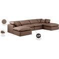 thumbnail image 2 of Meridian Furniture Indulge 140" Brown Vegan Leather U-Shaped Modular Sectional, 2 of 8