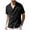 Black, variant on WREESH Men's Linen Button Down Shirts Casual Fashion V-Neck Sleeve Breathable Shirts, Button Beach Short Sleeve Top Black