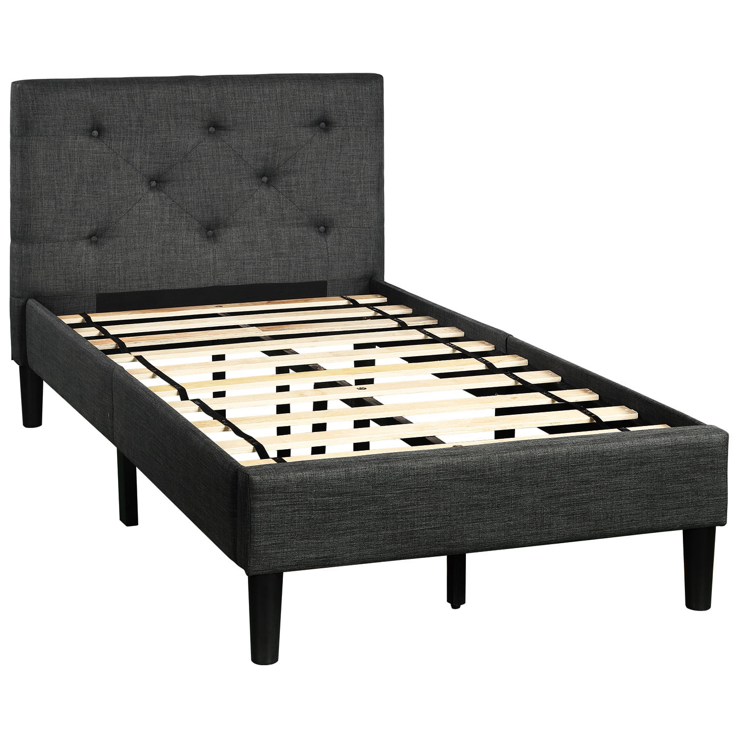 Private Jungle Platform Beds, Twin Size Bed Frame with Headboard, Gray Private Jungle Platform Beds, Twin Size Bed Frame with Headboard, Gray