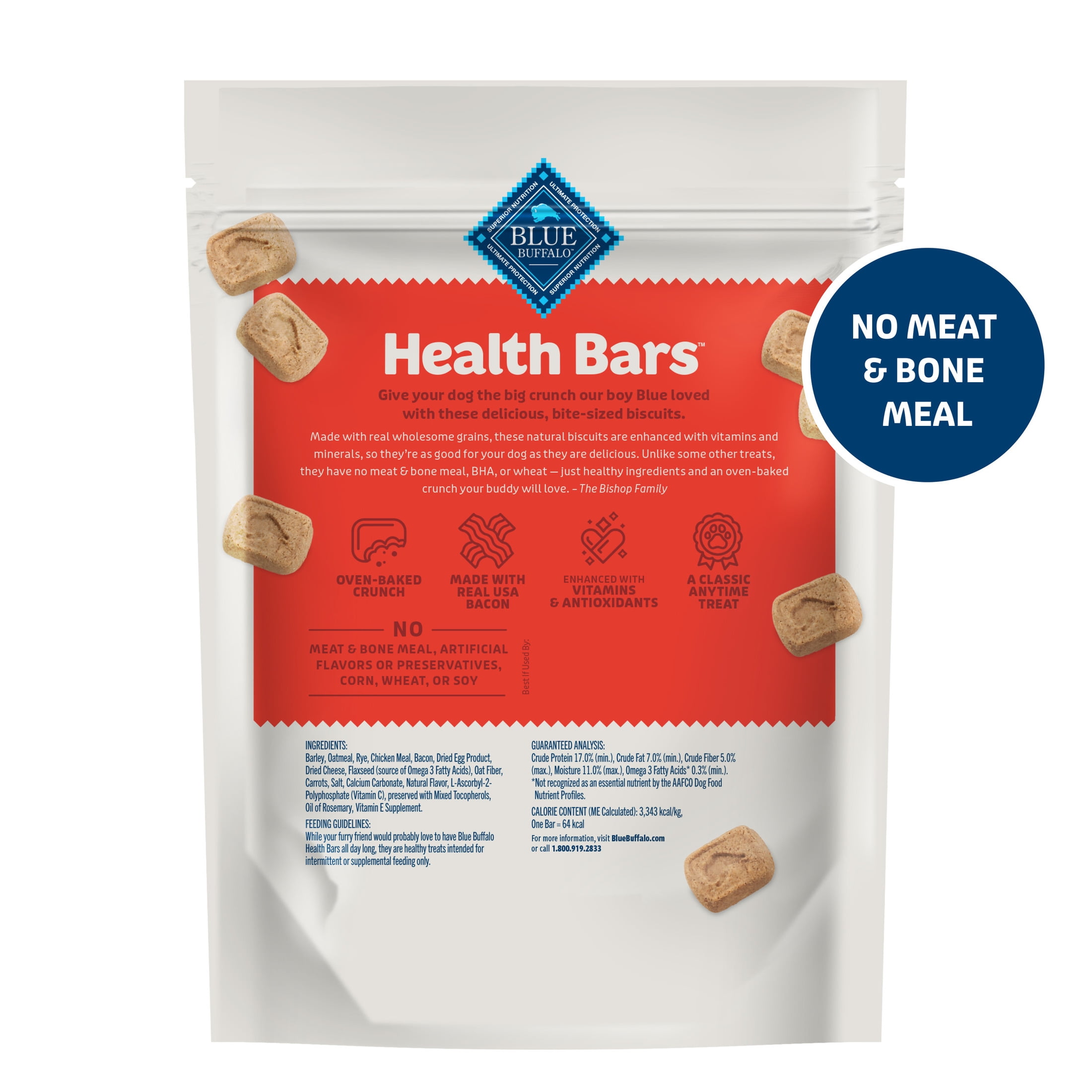 (4 pack) Blue Buffalo Health Bars Mini Crunchy Dog Biscuits, Oven-Baked with Natural Ingredients, Bacon, Egg & Cheese, 16-oz Bag