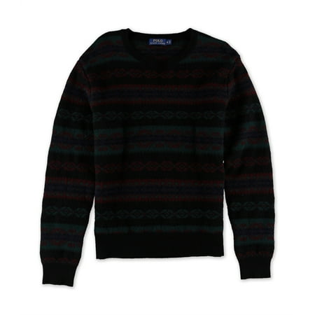 $350 Polo Ralph Lauren Mens Stripe Crewneck Wool Sweater, Navy, Size 2XL