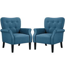 Renwick 2pcs Modern Accent Arm Chair, Navy Blue