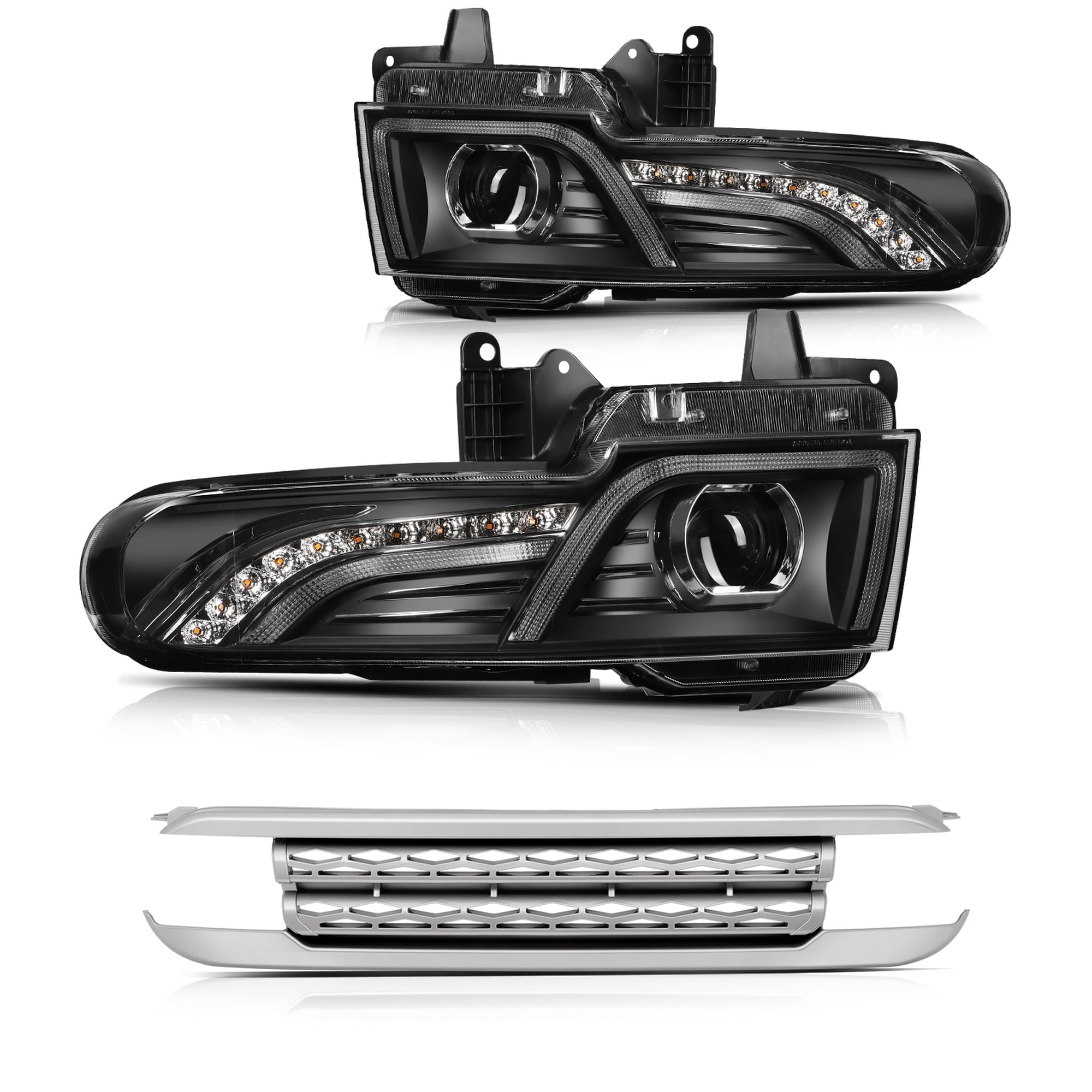SCITOO Headlight Assembly Fit For Toyota FJ Cruiser 2007-2014 Headlamp Black Housing Clear Lens
