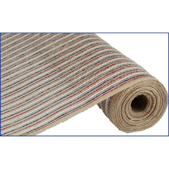 Jute Poly Mesh, Red White Blue Natural - 21 inches x 10 Yards (30 feet)
