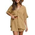 thumbnail image 3 of Fantaslook 2 Piece Womens Outfit Sets Button Down Shirts and Shorts Casual Lounge Sets Short Sleeve Pajamas Sets Summer Loungewear, 3 of 8