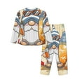 thumbnail image 2 of Bingfone Womens Pajama Sets Hello Summer Cute Gnome Print,Long Sleeve Loungewear Pajamas Set-Small, 2 of 9