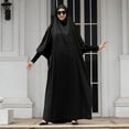 thumbnail image 6 of OBEEII Women Muslim Dresses Solid Color Hooded Abaya Dress One Size Ramadan Prayer Dresses Maxi Hijab Kaftan Robe, 6 of 8