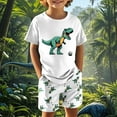 thumbnail image 2 of Bjutir Kids Boys Outfit Set Dinosaur Print Short Sleeve Crew Neck Shirt With Shorts Set Summer Lightweight Toddler Boys Outfit Size 7-8 Years White, 2 of 9