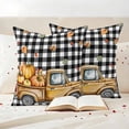 thumbnail image 3 of Yellow Truck Fall Outdoor Waterproof Pillow Covers, Thanksgiving Pumpkins Black Check Decorative Square Throw Pillowcase Sofa Cushion Sham for Patio/Couch/Chair, 16"x16" 2 Pack, 3 of 8