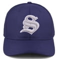 thumbnail image 2 of Daxton Premium Mid Profile Hat Semi Curved Visor Navy Cap White Silver Gothic Embroidered, Letter S, 2 of 4