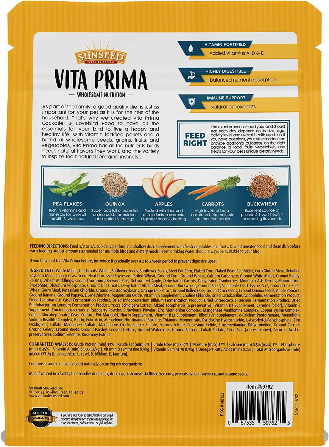 Sunseed Vita Prima Cockatiel (3 lb)