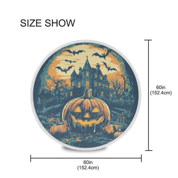 BZSMCE Round Tablecloth Halloween Theme Pumpkin Pattern Tableclothes