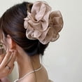 thumbnail image 6 of SSKFHGI Large Chiffon Rose Hair Claw Clip Ribbon Silk Flower Hair Bow Jaw Barrettes Strong Hold Hair Grips Big Clamps Hair Styling Accessories for Women Girls Thick Long Hair, 6 of 8