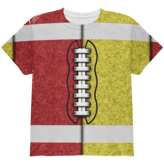 Fantasy Football Team Red and Yellow All Over Youth T Shirt Multi YLG