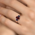 thumbnail image 4 of Gem Stone King 2.05 Ct Oval Red Rhodolite Garnet Blue Sapphire 18K Rose Gold Plated Silver Ring, 4 of 6
