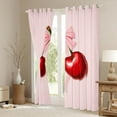 thumbnail image 3 of Feelyou Pink Bowknot Cherry Blackout Curtains Set of 2 (52x84 Each) for Kids, Kawaii Princess Ribbon Window Curtains, Fairy Tale Style Curtains and Drapes, Curtains and Drapes Decor, 3 of 6