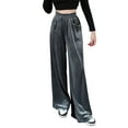 thumbnail image 4 of Txlixc Pantalones de terciopelo de piernas anchas para mujeres, pantalones elásticos casuales de cintura alta y ancha Txlixc  moda, 4 of 9