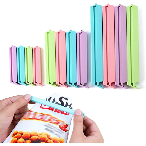 24 Piezas Clips para Bolsas, Clips para Bolsas Resistentes para Almacenamiento de Alimentos, Clips para Bolsas de Sellado de Plástico para el Hogar y la Cocina, Viajes, Camping (3 Tamaños) oso de fresa Electrónica