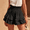 21# Black, variant on Flowy Shorts for Women Casual Boho Ruffle Tiered Skorts High Waist Mini Golf Tennis Crochet Shorts White L