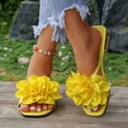 thumbnail image 4 of Women's Floral Block Heels Square Toe Elegant Dressy Slide Sandals Wedding Party Date Night Heel Sandals Yellow 9(42), 4 of 8