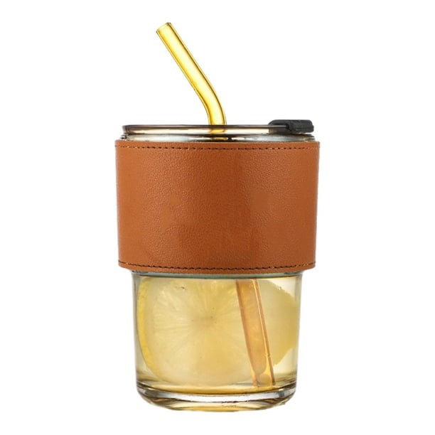 Ounissouiy Taza de té helado Disfrute de una bebida refrescante en cualquier momento y en cualquier lugar Tazas de café helado con pajita y tapa Mostrada Ámbar (con tapa)