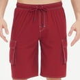 thumbnail image 5 of YueHuiYing Men's Workwear-Style Pocket Solid-Color Elastic Waist Drawstring Quick-Dry Swim Trunks Beach Shorts Red XL, 5 of 8