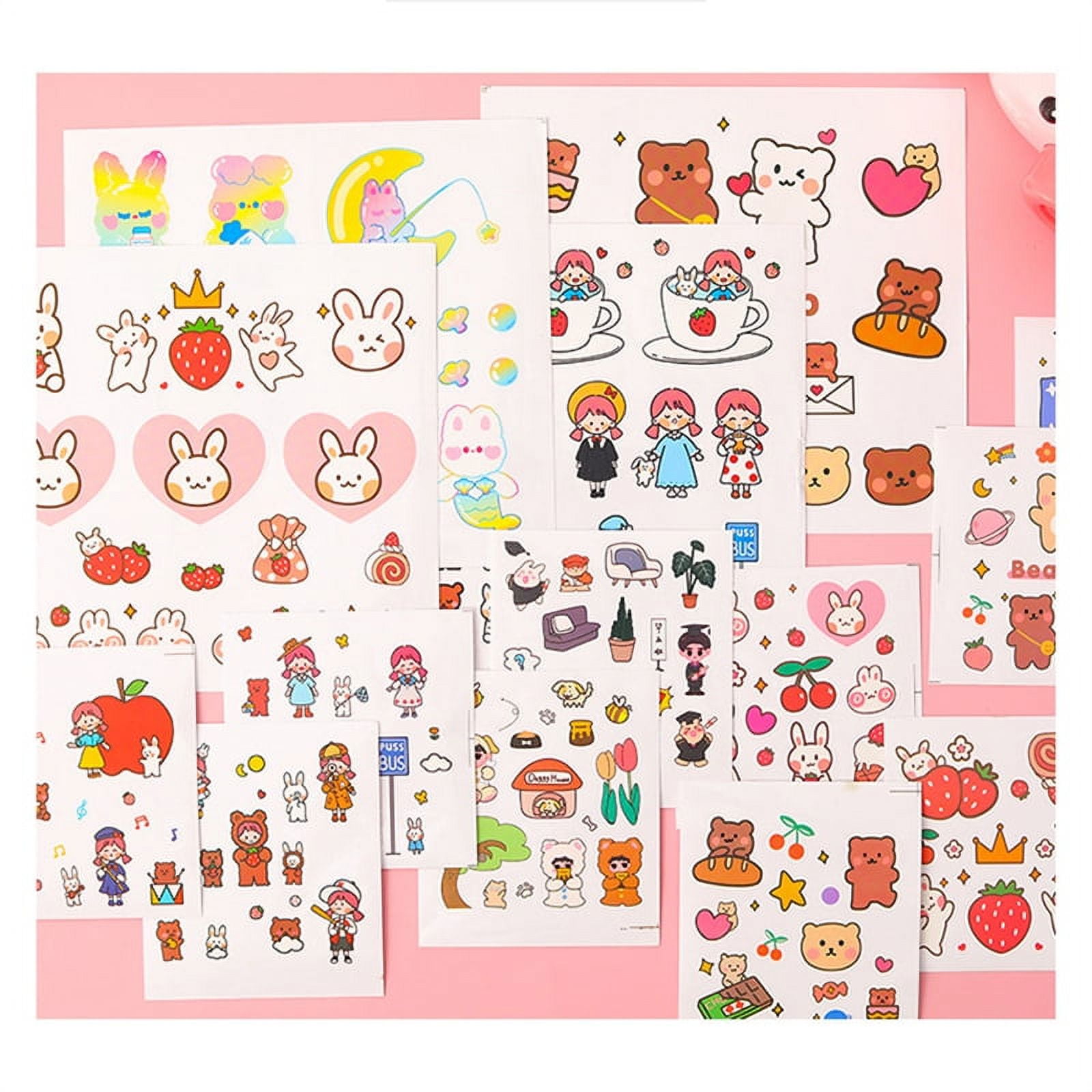 Kawaii Scrapbook Girl Stickers Book for Kids - 50 Sheets Cute