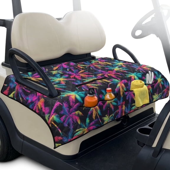 FUIALDOLG 51x30Inch Colorful Tropical Coconut Tree Golf Cart Seat Covers Universal Fit Tropical Style Golf Cart Seat Towel Blanket with Pocket Club Car Decor Accessories for Golfer Lover